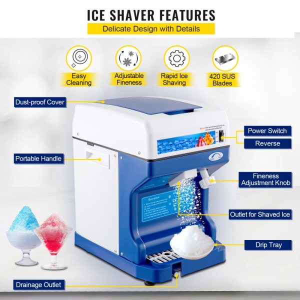 110V Electric Shaved Ice Machine 250W Adjustable Ice Texture 265LBs/hr Home Commercial Tabletop - Image 3