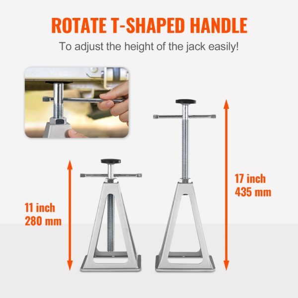 RV Stabilizer Jacks 4-Pack Aluminum RV Leveling Jacks for RV Travel Trailer Camper Single Screw Jack Support Up to 6000 Lbs Adjustable 11-17 Inch - Image 3