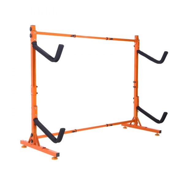Freestanding Kayak Storage Rack for 2 Kayaks Heavy-duty Steel with Padded Arms Adjustable Width 175LBS Max Load for Indoor Outdoor Use