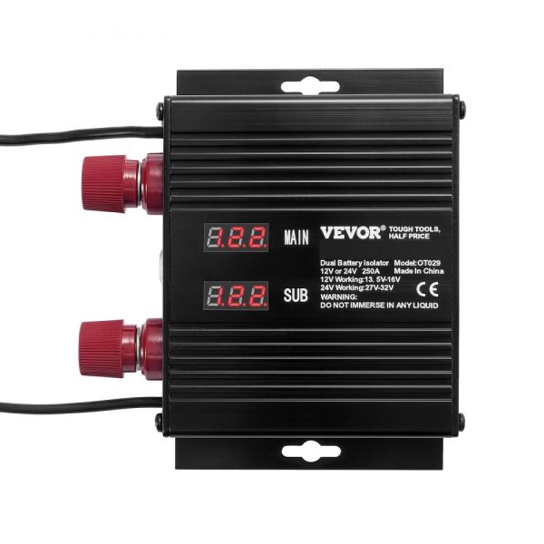 250A Dual Battery Smart Isolator 12V 24V VSR Relay for Car Truck ATV RV Battery Starter Controller Power Switch with LCD Screen