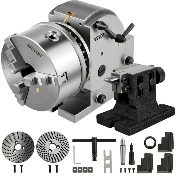 Dividing Head Set 6 3 Jaw Chuck Semi Universal Milling Set with Tailstock and Dividing Plates for Milling Grinding and Drilling Machines