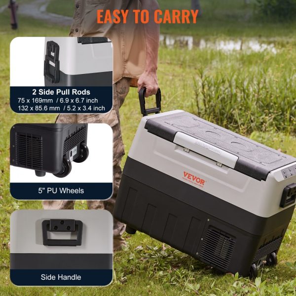 12V Car Fridge - 58QT/55L Dual-Zone Portable Freezer with Adjustable -4℉ to -50℉ Range, 12/24V DC & 100-240V AC for Outdoor, Camping, Travel, RV Use - Image 6