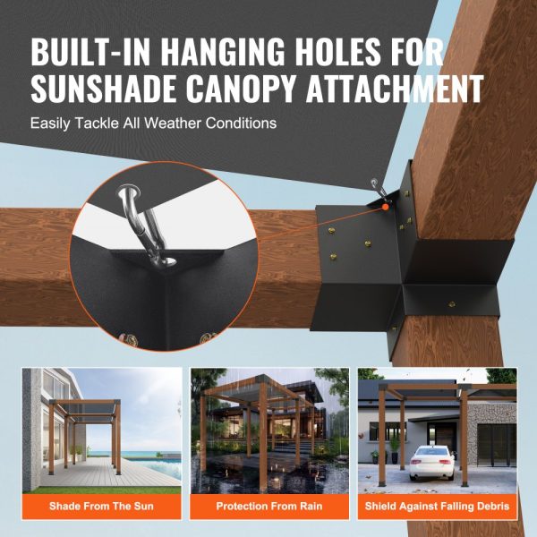Heavy Duty Pergola Bracket Kit 6x6 8-Piece Corner Brackets for Woodworks DIY Post Base with Easy Installation Wooden Beams for Gazebos Patio Pergolas Log Cabins - Image 5