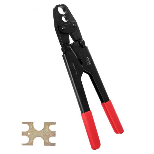 Dual Head PEX Crimping Tool for 1/2 and 3/4 PEX Copper Rings Compact with Go No Go Gauge ASTM F1807