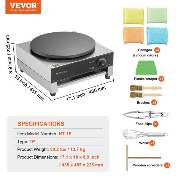 16-Inch Electric Crepe Maker Commercial Crepe Machine 1700W Non-stick - Image 7