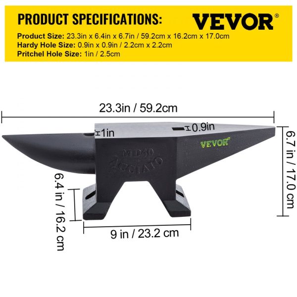 Heavy-duty Cast Iron Anvil 88 lbs Single Horn Design with Large Countertop Stable Base Rugged Blacksmith Tool for Bending Shaping - Image 7