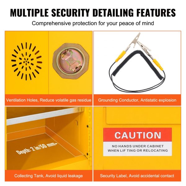 16.9 x 16.9 x 22 Flammable Storage Cabinet - Galvanized Steel, Adjustable Shelf, Commercial, Industrial & Home Use - Image 4