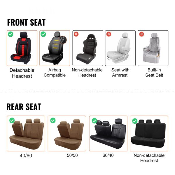 13pc Faux Leather Car Seat Covers Full Set, Front & Rear, Detachable Headrest, Airbag Compatible, Most Cars, SUVs, Trucks - Image 6